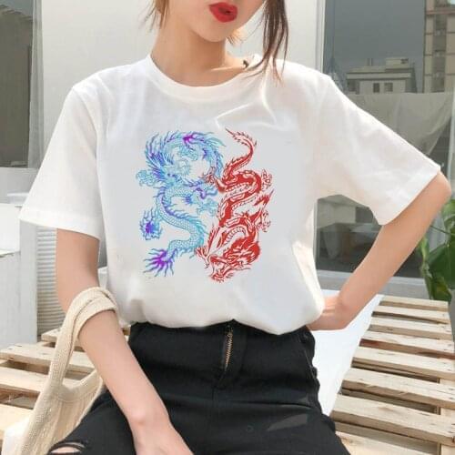 Women T-Shirt Latest Dragon Totum Printed O-Neck T-Shirt Printing Casual Short-Sleeved Street T-Shirt Harajuku Top Clothing