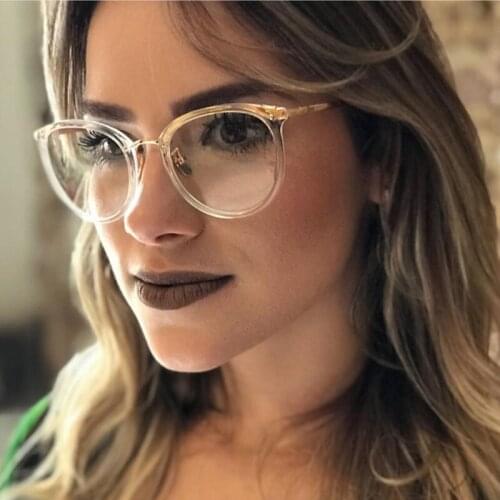 Feishini Black Myopia Eyeglasses frames Oval Glasses Clear Lens Vision Glasses Frame Women Vintage Transparent PINK Prescription