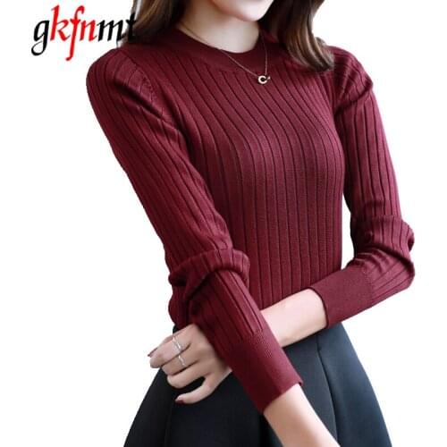 Gkfnmt Warm Women Sweater 2020 Autumn Winter Knitted Femme Pull High Elasticity Soft Female Pullovers Sweater Tops Femme Jumper