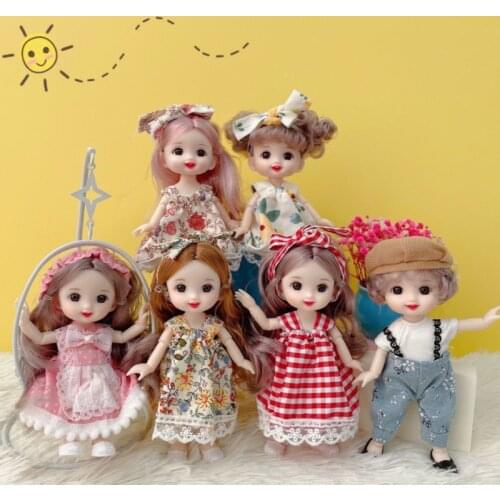1/8 BJD Doll 13 Removable Joints Cute Princess Dress Up Smiling Girl Child 16 Cm Doll DIY Toy Birthday Gift