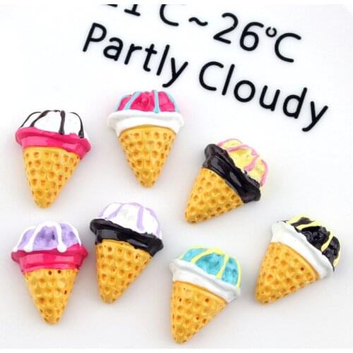 10pcs 15*20mm kawaii flatback cabochon ice cream cone charms fashion pendant diy jewelry making for bracelet earrings necklace
