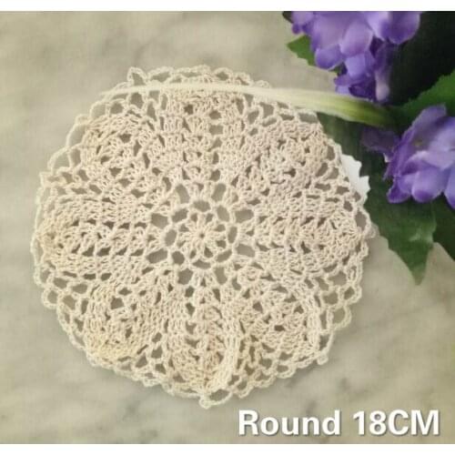 18CM Round Luxury Lace Cotton Crochet Christmas Placemats Coffee Coaster Resistant Home Kitchen Dining Table Decor Accessories
