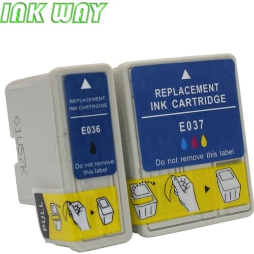 INK WAY 2 PACK T036 T037 Compatible Ink Cartridges for Stylus C42UX,C44UX,C46 with chip and ink