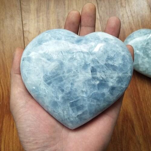 A about 600g beautiful natural celestite stones and crystals heart home decoration stone healing crystals