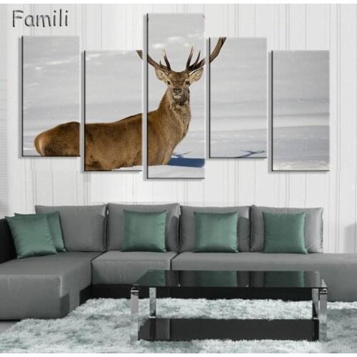 5 Picture THE Animal Deer Forest Modern Home Wall Decor Canvas Picture Art HD Print Painting On Canvas Artworks,wall painting