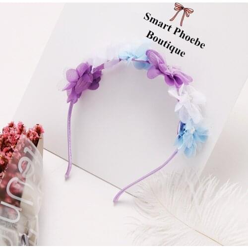 5pcs Fashion Cute Chiffon Floral Hairbands Rhinestone Flower Hair Sticks Headbands Princess Headwear Girls Hair Accessories