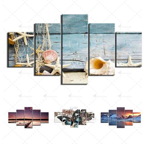 Artsailing HD Printed 5 piece canvas art wall pictures for living room seeshell abstract flower butterfly painting dropshipping