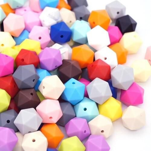 Sutoyuen 50pc 17mm Multi-faceted Silicone Geometric Teether Beads BPA Free Silicone DIY Making Jewelry Teething Necklace Beads