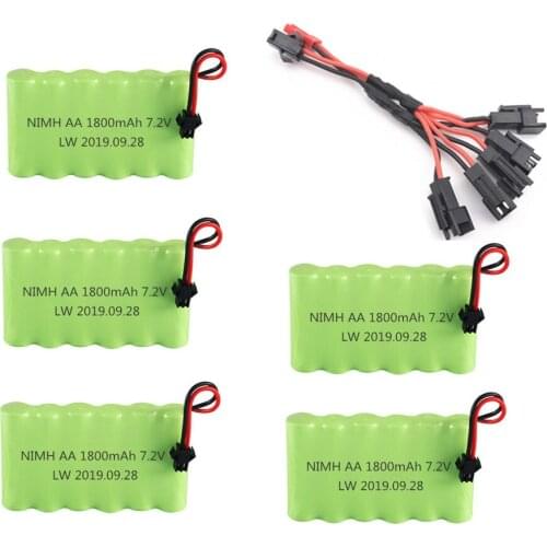 7.2v 1800mah NIMH Battery + 7.2v Charger set For Rc toy Car Boat Tank Train Robot Gun AA 7.2v Rechargeable Battery Pack SM Plug