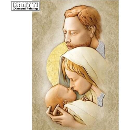 Diy Diamond Painting Religious Holy Family Icon Home Decoration 5D Full Round Diamond Embroidery Of Painting Rhinestone XY25