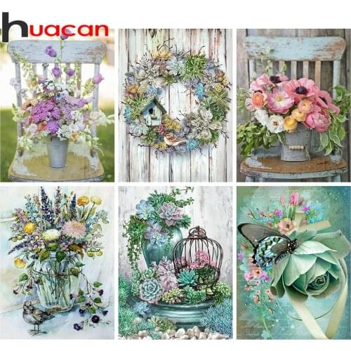Huacan Diamond Painting 5d Flower Diamond Mosaic Landscape Pictures Of Rhinestones Embroidery Home Decoration