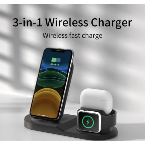 3 in 1 Wireless Charger Stand For iphone 12 11 XR Fast Charging Dock Station For Apple Watch Airpods Pro for Samsung