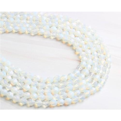 LIngXiang 6/8/10/12mm naturally carves small flat White opal loose beads for jewelry DIY stone bracelets and necklaces