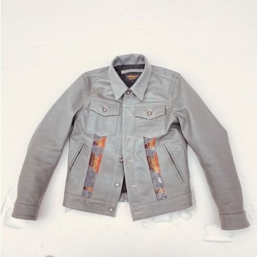 CDJ-32 RockCanRoll Read Description! Super Quality Coat Genuine Cow Leather Outerwear Cowhide Stylish Navajo Jacket