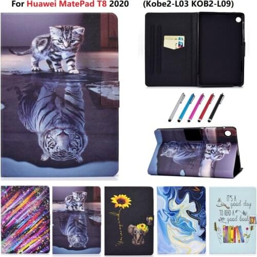Tablet Case for Huawei MatePad T8 Case Kobe2-L09 Kobe2-L03 8" Tiger Cat Book Cover Funda for Huawei Matepad T8 Case T 8 8.0 Kids