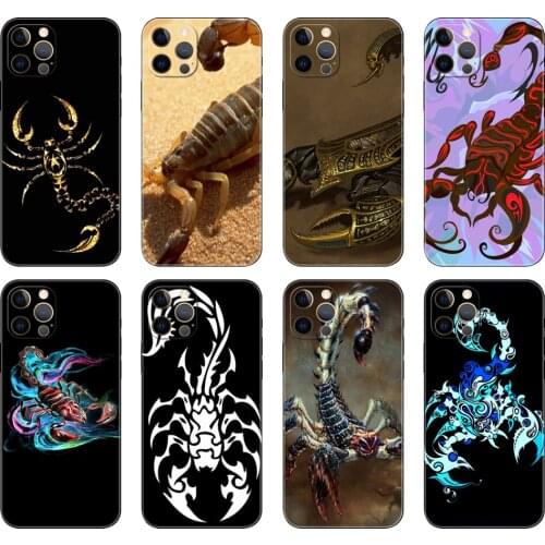 Black tpu case for iphone 5s se 2020 6 6s 7 8 plus x 10 XR XS 11 12 mini pro MAX back cover Animal Crab Scorpion