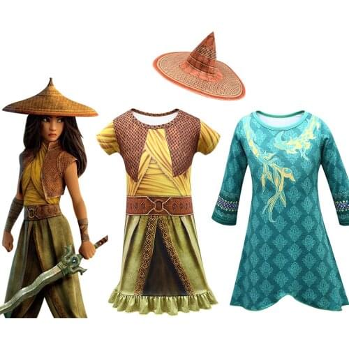 Raya And The Last Dragon Kids Cosplay Legend Halloween Costume Bodysuit Fancy Set Children Performance Costume Dragon Princes