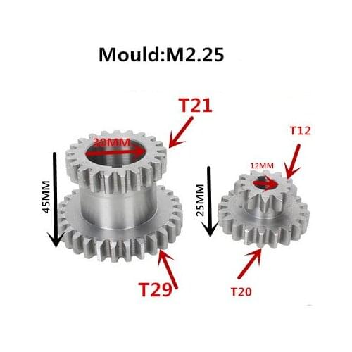 Freeshipping 2pcs/set CJ0618 Teeth T29xT21 T20xT12 Dual Dears Metal Lathe Gear duplicate gear double gear