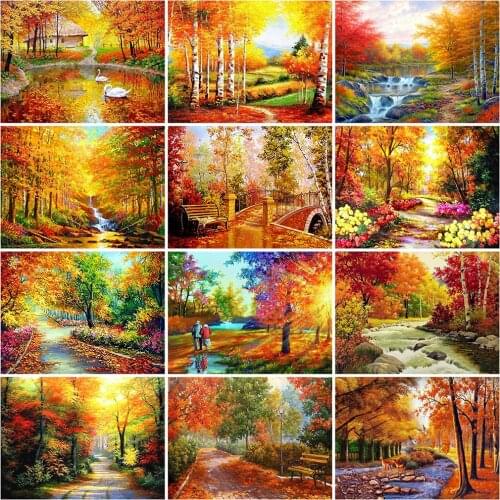 Evershine Diamond Painting Tree Handicrafts Rhinestones Pictures Diamond Embroidery Landscape Autumn Home Decor Gift