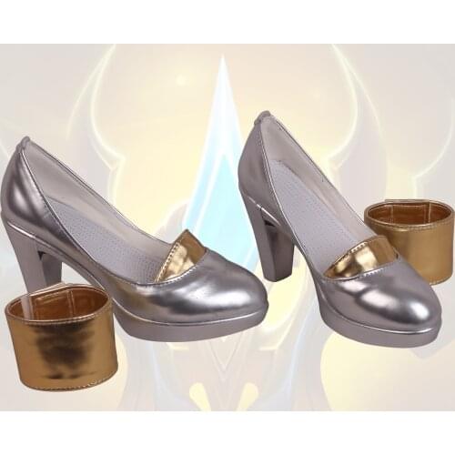Hot Game LOL KDA Evelynn Prestige Edition Cosplay Shoes Silver High Heel Boots Custom Made