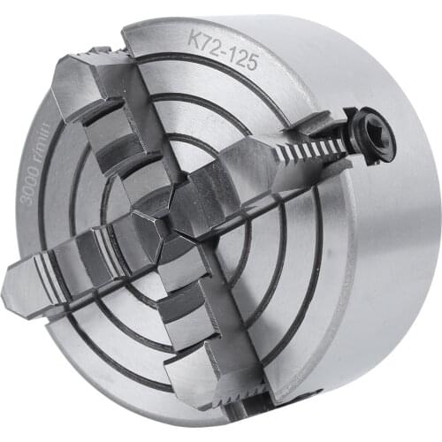 K72-125 4 Jaw Independent Lathe Chuck Strong Clamping Force Workholding Tool For CNC Drilling Milling Machine 125mm 3000r/min