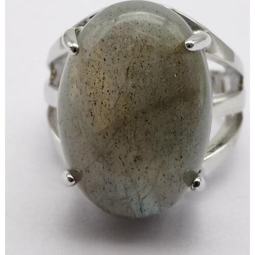 Labradorite Stone Oval Bead GEM Finger Ring Jewelry For Woman Gift Size 8 X266