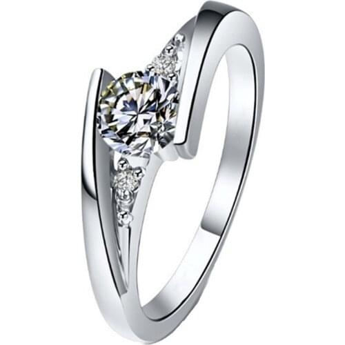 Twist Star Ring 0.6CT Diamond Engagement Ring Sterling Silver Women Brilliant S925 Ring Promise Jewelry 18KT White Gold Plated