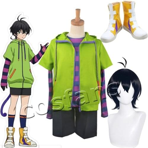 SK8 the Infinity Anime Miya Chinen Cosplay Hooded Zipper Costume Short Wig Hoodie Jacket Tail Party Outfits SK Eight Suit Shoes