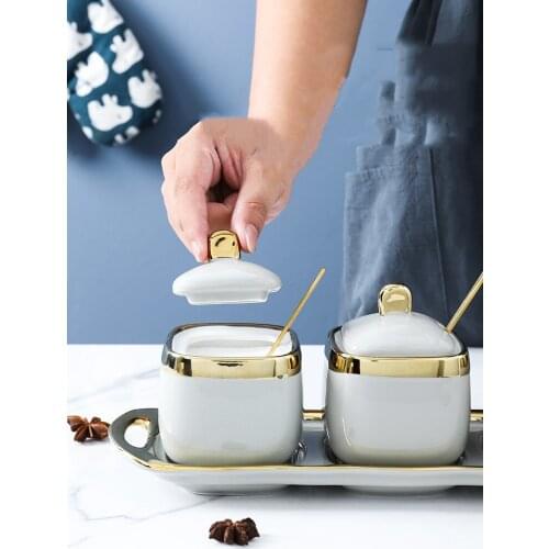 Kitchen supplies Northern Europe Ceramic Seasoning Pot Kitchen Seasoning Bottle Pot Household pepper alt jar Ssugar bowl