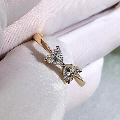 Hot sale elegant noble bow ring shiny AAA zircon rhinestone inlay party birthday ladies zirconia rings for women