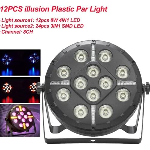 Mini 12PCS illusion Plastic Par Light DJ Party Lights RGBW Disco Effect Stage Lighting With 8 Channels Decoration Sound Active