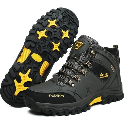 Men Hiking Shoes Men Snow Boots Anti-collision Leather Sneakers Waterproof Warm Boots