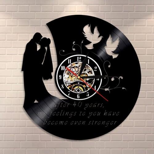 Custom Marriage Anniversary Vinyl Record Wall Clock Personalized Wedding Wall Clock Mr and Mrs Wedding Home Decor Vintage Clock