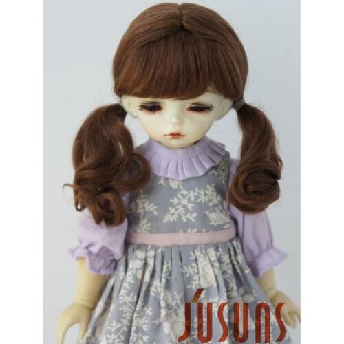 YOSD Mohair Doll wigs JD426 6-7inch 16-18cm Double Pony Doll wigs 1/6 BJD doll accessories