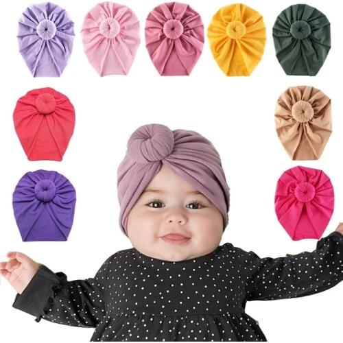 Infant Baby Headbands Solid Cotton Kont Turban Headband For Girls Spandx Stretchy Beanie Hat Headwear Baby Hair Accessories