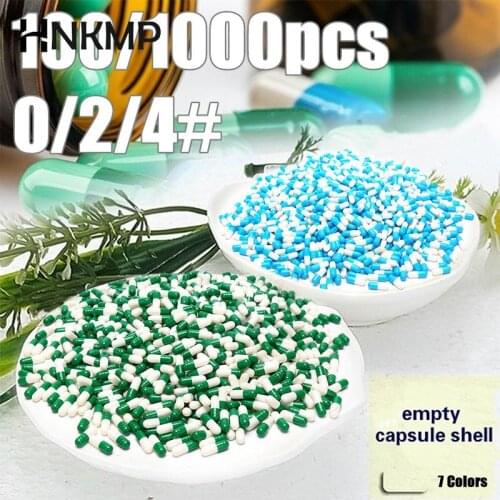 100/1000Pcs Empty Hard Vacant Gelatin Capsule Size0# 2# 4# Gel For Medicine Pills Refill