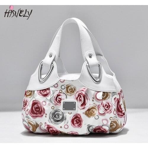 Luxury Designer Handbags Women Floral Printing PU Leather Handle Bag Fashion Lady Tote Big Capacity Shoulder Bag Shopping Purse