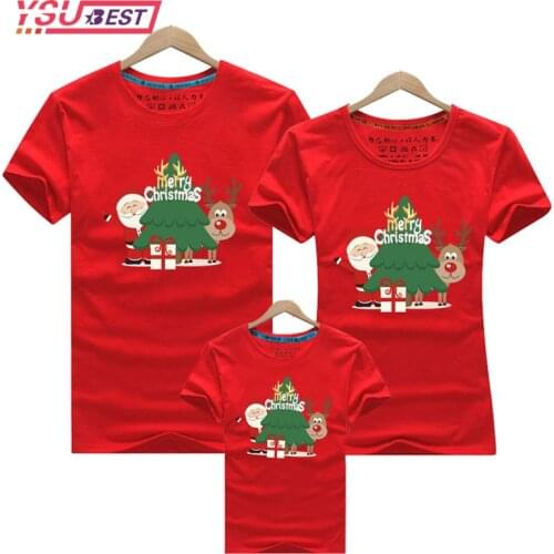 Christmas Dad&mom Tshirt Baby Cotton Mommy Daddy and Baby Kids Christmas Family Matching Clothes Outfit Christmas Pattern Shirt