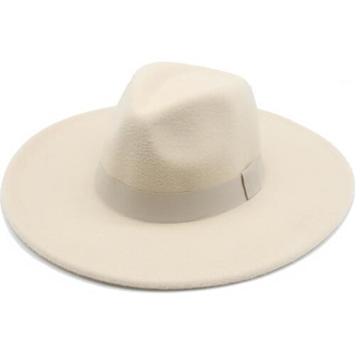 Panama for women 9.5cm wide brim dress formal men caps felted hat panama church wedding ribbon band men hat sombreros de mujer