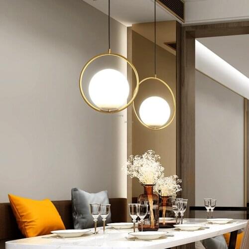 Scandinavian Table Dining Hall Glass Ball Pendant Lights Post-modern Bar Front Desk Metaphysical Brief Bedroom Bedside Lights