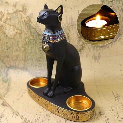 Gatto Egiziano Mestiere Candeliere Statua In Resina Retro Cat Dea Figurine Home Office Decorazione del Giardino Regalo decor