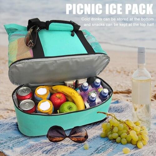 Thermal Insulation Bag Handheld Lunch Bag Insulated Cooler Picnic Mesh Beach Tote Bag Food Drink Home Storage Waterproof Bags