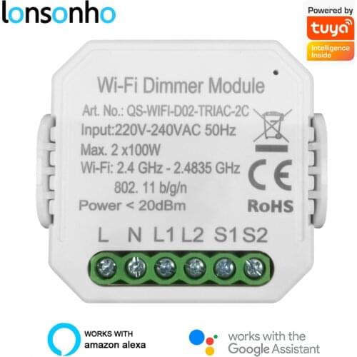 Lonsonho Tuya Smart WiFi Dimmer Switch Triac Relay 1 2 gang 2Way Wireless Light Dimmers Works With Alexa Google Home Smartlife