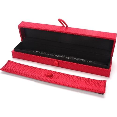 Ring Packaging Gift Box Red Brocade Button Jewelry Earring Pendent Display Storage Showcase For Women Organizers Travel Portable