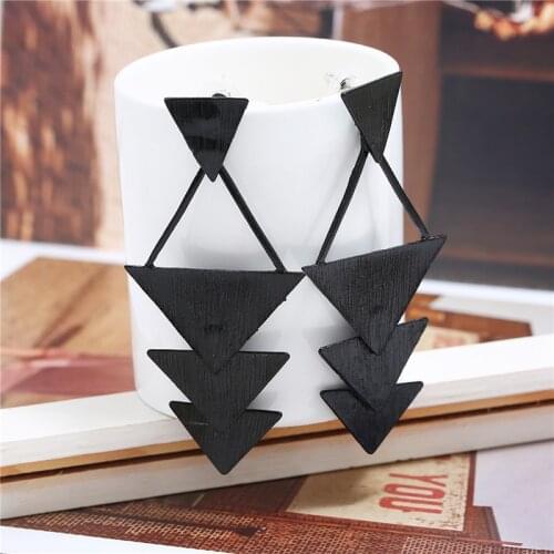 Vintage Elegant Wood Dangle Earrings For Women Fashion Bohemian Geometric Splicing Hollow Drop Earring Jewelry