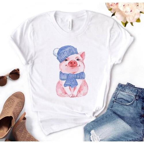 Female T-shirt Leopard Bandana Pig Bowknot Sunflower Floral Print T-shirt Casual Funny T-shirt 90s Harajuku T-shirt Girl