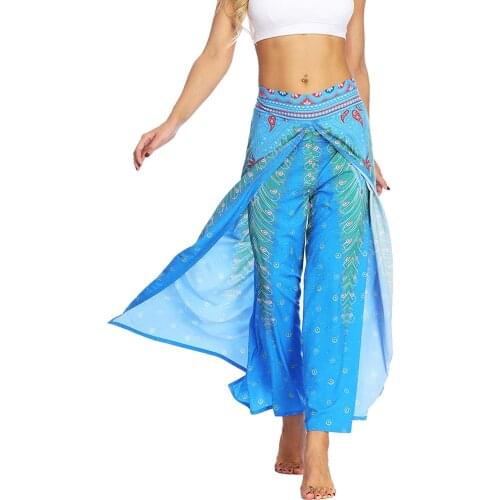 Womens Boho Harem Hippie Bohemian Pilates Yoga Pants Casual Beach Workout High Waisted Wide Leg Pants
