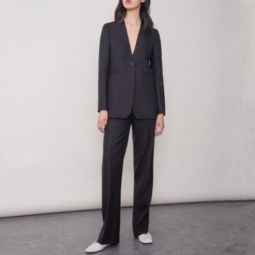 Fashion Women Blazer Suits Long Sleeve Single Button V-neck Blazer Pants Suit Office Ladies Two-piece Blazer Sets