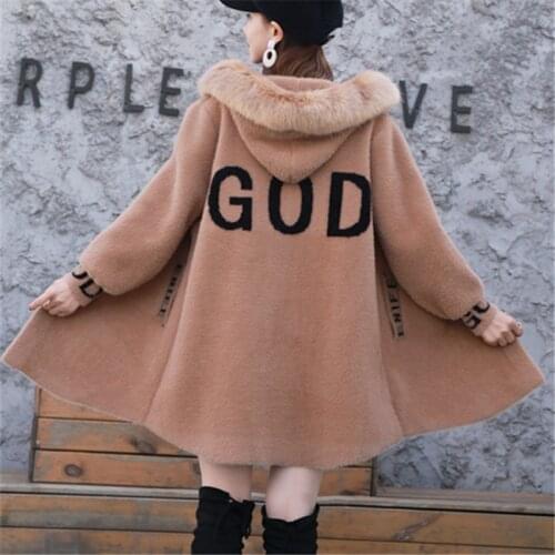 Winter Faux Mink Fur Coat Long Lantern Sleeved Women Fur Hooded Zipper Warm Fur Flocking Cardigan Tops Fluffy Jacket With Hat