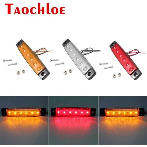 100Pcs 6 LED White Red Amber Side Marker Lights For Truck Trailer Lorry Bus Clearance Light Warning Signal Lamps 12V 24V